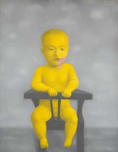 张晓刚 1998年作 黄色婴儿系列
